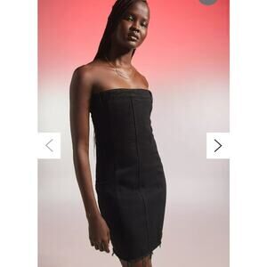 Honor the Gift Tube Denim Strapless Mini dress Black Size Medium
